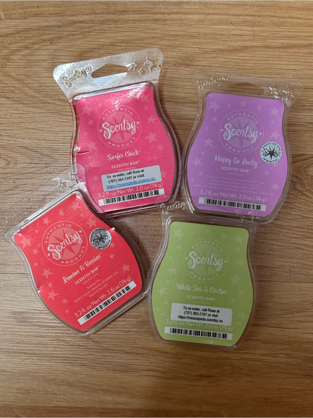 Scentsy Wax Bar Set - Pink, Purple, Red, Green